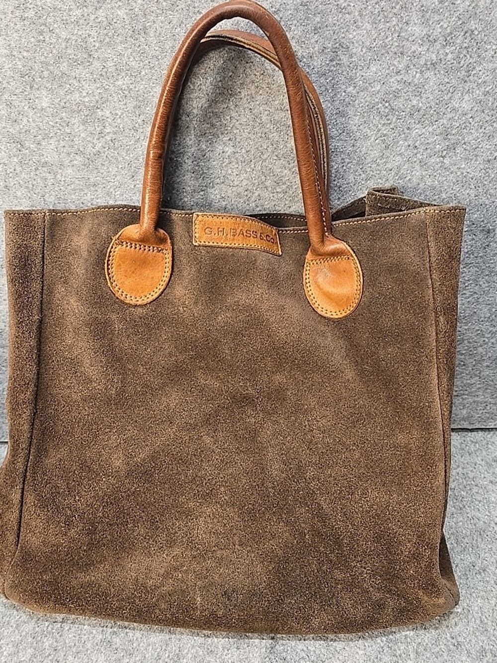 VINTAGE G.H. BASS & CO SUEDE LEATHER TOTE BAG Brown
